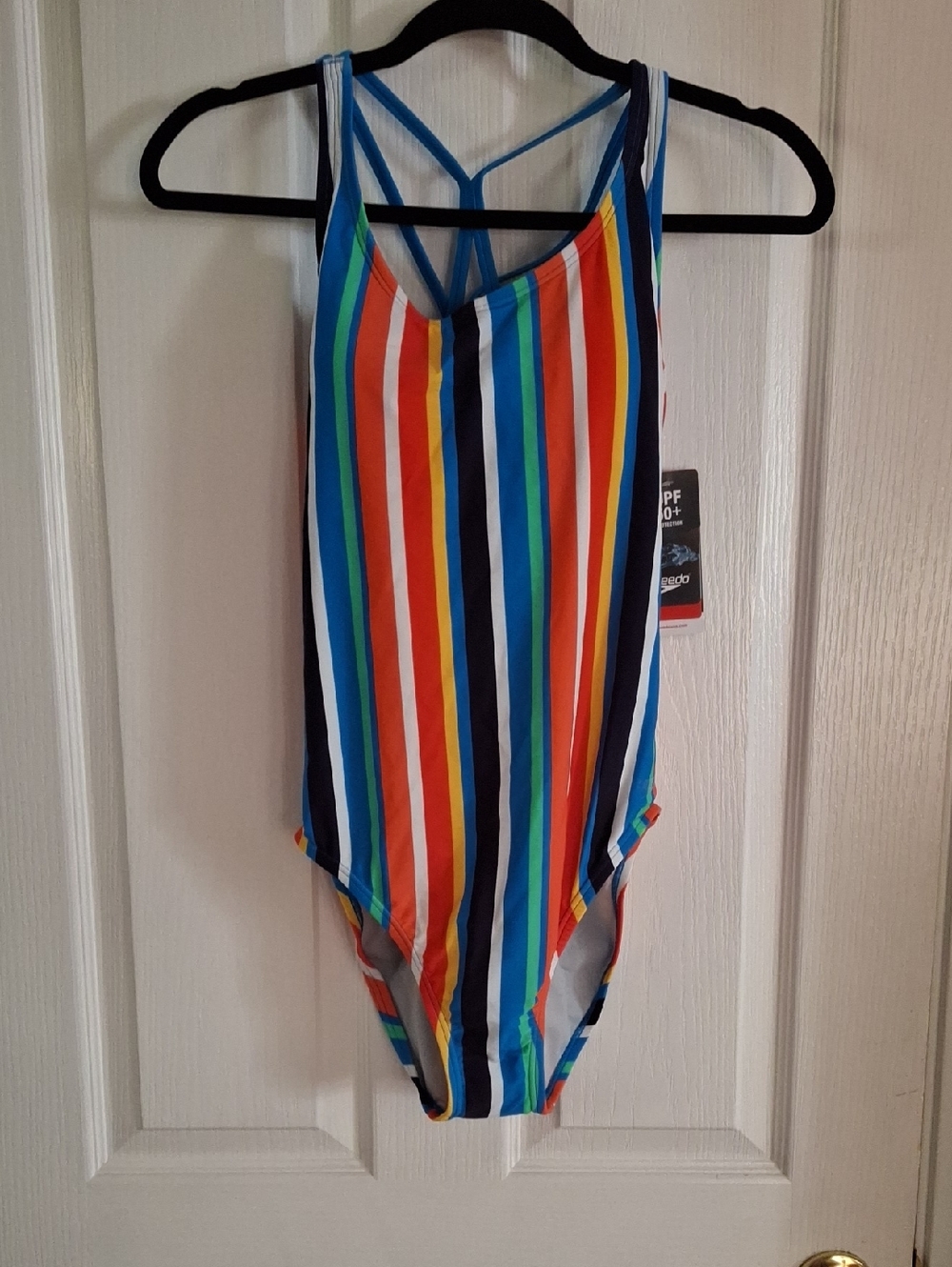 Speedo Multicolor Vertical Stripe One-Piece Size 10 NWT